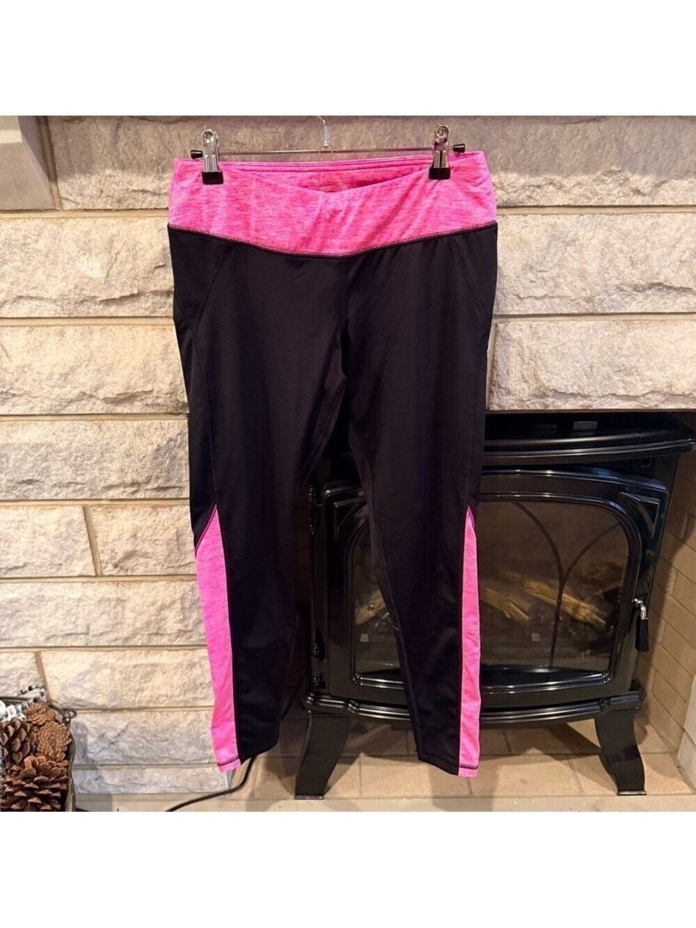 Tek Gear Pink and Black Leggings Athleisure Yoga Pilates Medium